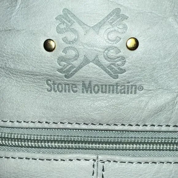 Stone Mountain Light Green Shoulder Bag Gold Hardware Orange Lining Studded - Picture 2 of 7